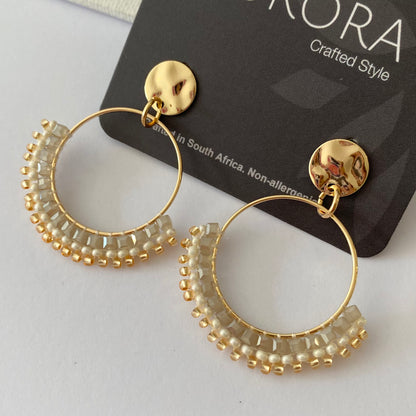 Aurora Crafted Style-Half Mosaic Stud in Moonbeam (Gold)-Earrings-Aurora Crafted Jewellery-