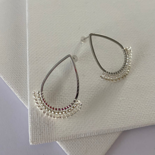 Aurora Crafted Style-Dipped Teardrop Stud in Silver (Silver)-Earrings-Aurora Crafted Jewellery-