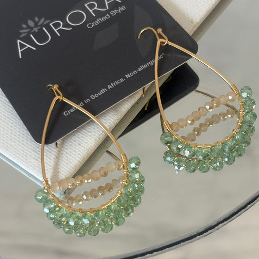 Aurora Crafted Style-Optimist Teardrop Sage & Cream (Gold)-Earrings-Aurora Crafted Jewellery-