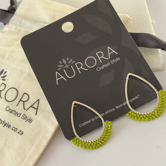 Aurora Crafted Style-Dipped Teardrop Stud in Lovely Lime (Silver)-Earrings-Aurora Crafted Jewellery-