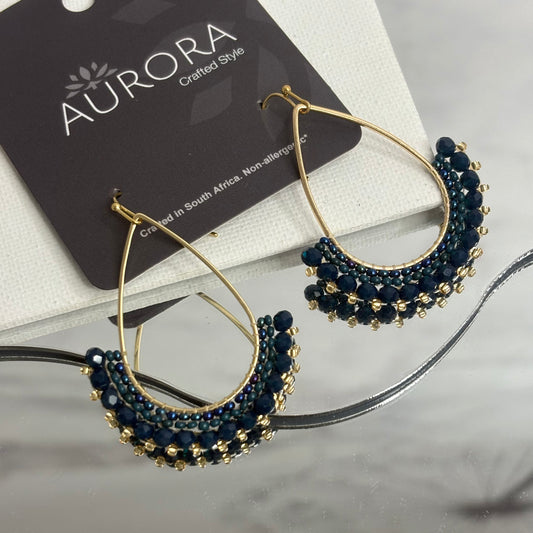Aurora Crafted Style-Half Frida in Navy (Gold)-Earrings-Aurora Crafted Jewellery-