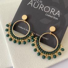 Load image into Gallery viewer, Aurora Crafted Style-Small Frida in Emerald (Gold)-Earrings-Aurora Crafted Jewellery-
