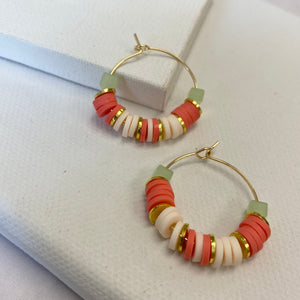 Happy Hoops in Coral & Soft Green (Gold)