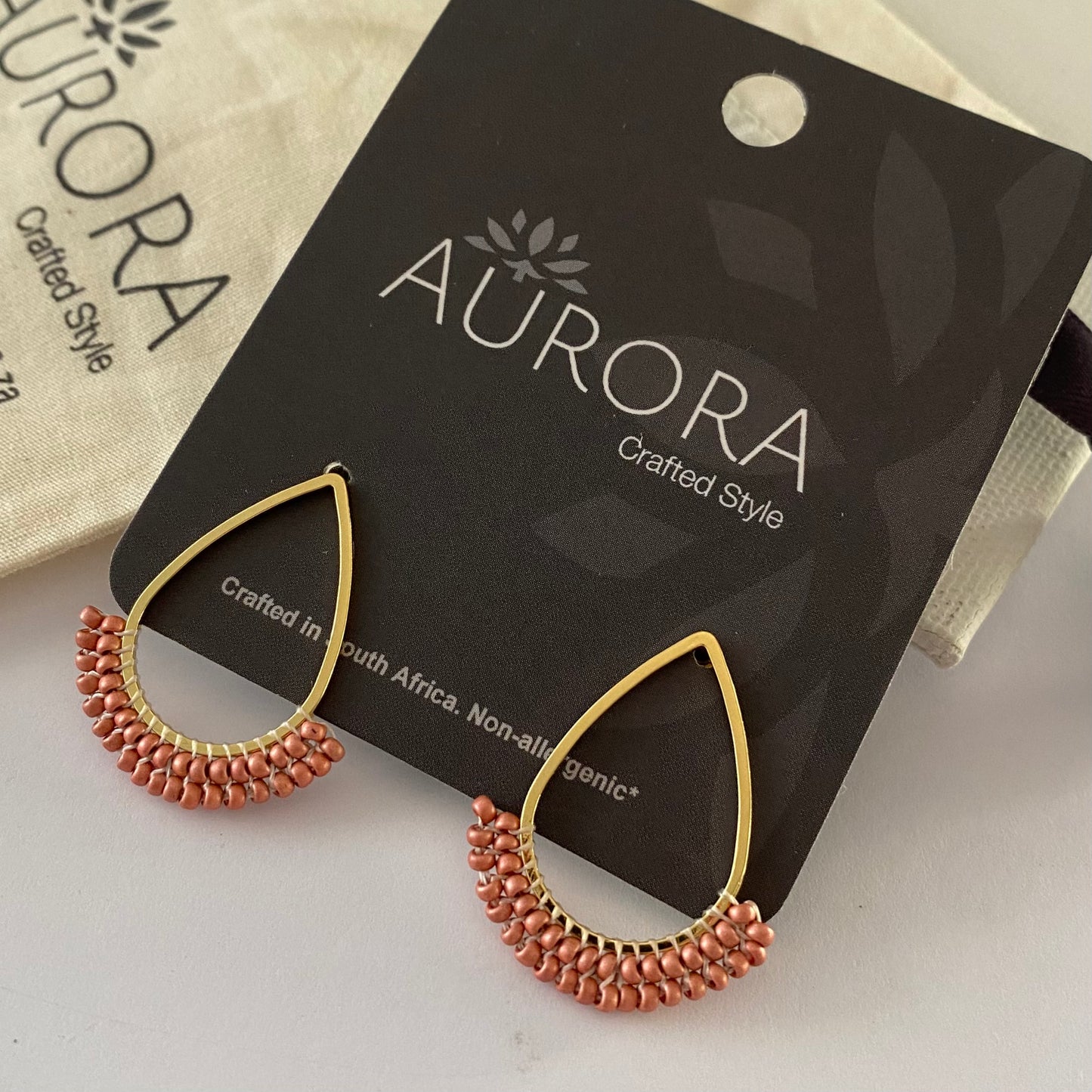 Aurora Crafted Style-Dipped Teardrop Stud in Winter Pink (Gold)-Earrings-Aurora Crafted Jewellery-