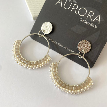 Aurora Crafted Style-Half Mosaic Stud in Moonbeam (Silver)-Earrings-Aurora Crafted Jewellery-