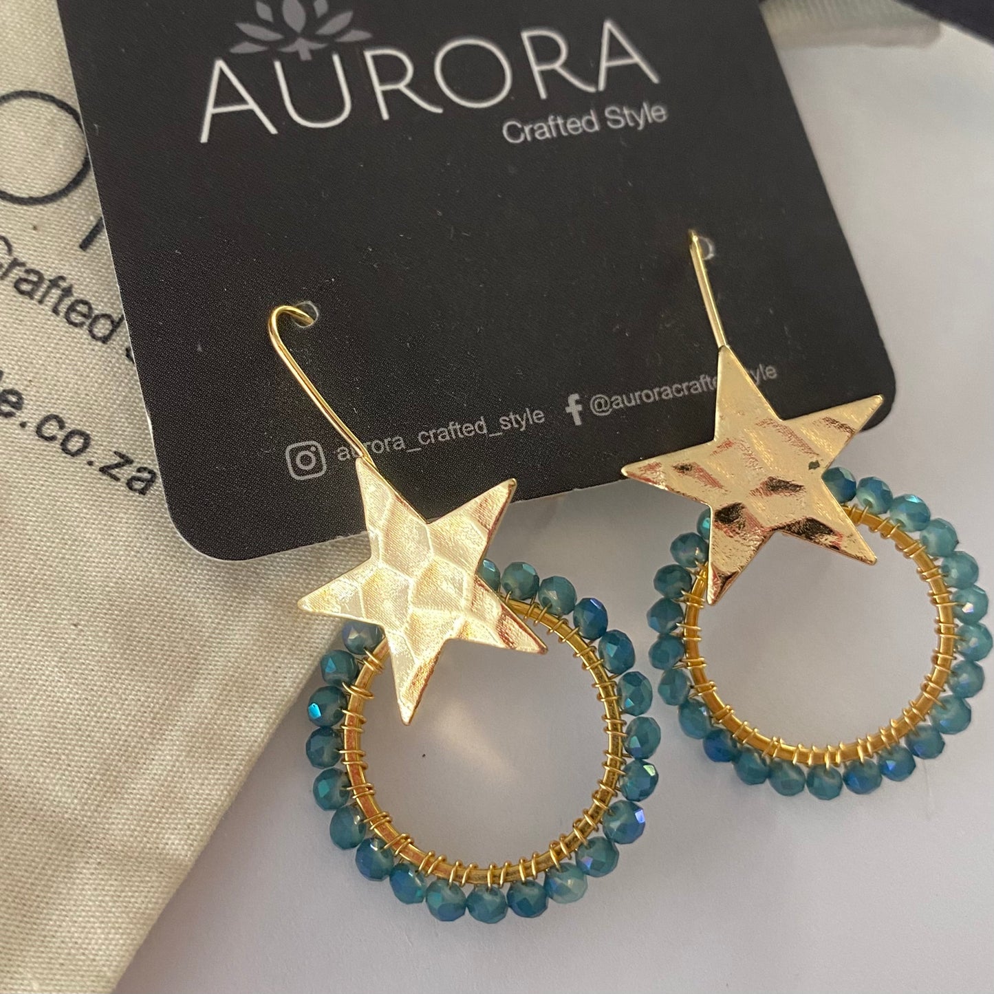 Aurora Crafted Style-Star Huggies in Horizon Blue (Gold)-Earrings-Aurora Crafted Jewellery-