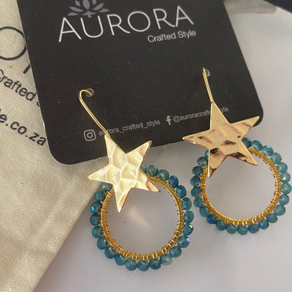 Aurora Crafted Style-Star Huggies in Horizon Blue (Gold)-Earrings-Aurora Crafted Jewellery-