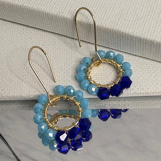 Aurora Crafted Style-Pretty Pop in Mykonos Blue (gold)-Earrings-Aurora Crafted Jewellery-