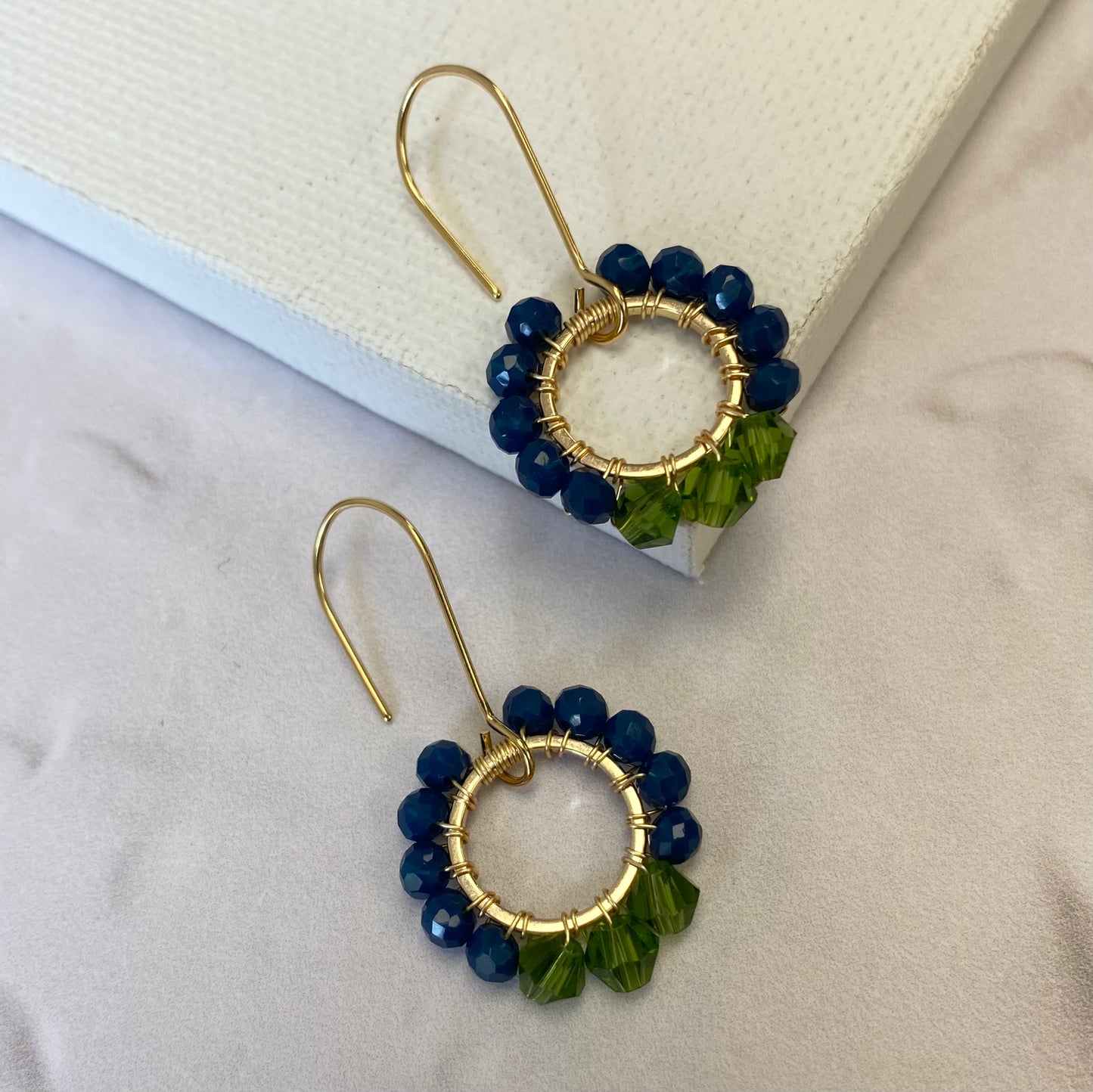 Aurora Crafted Style-Pretty Pop in Navy & Lime (Gold)-Earrings-Aurora Crafted Jewellery-