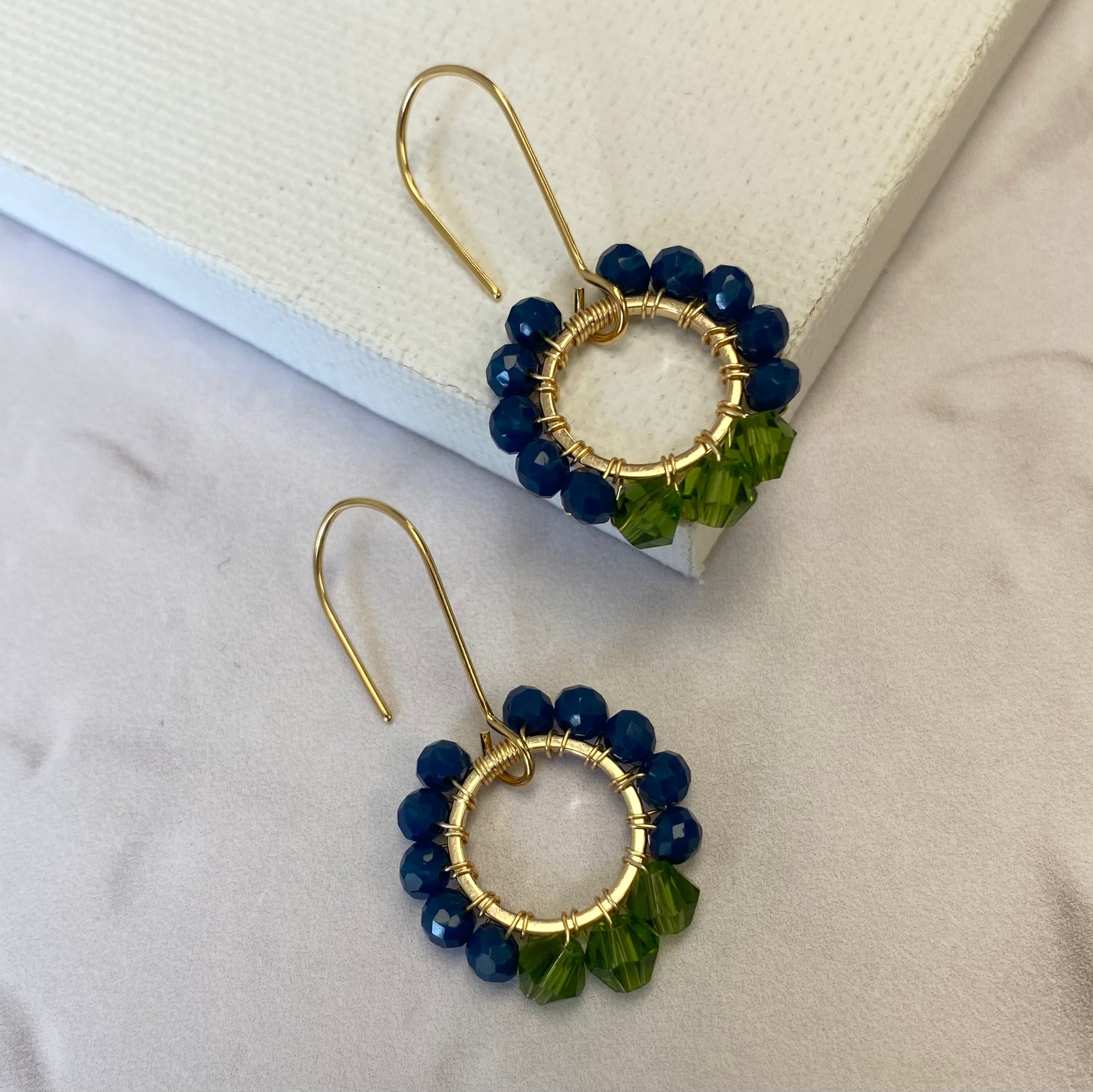Aurora Crafted Style-Pretty Pop in Navy & Lime (Gold)-Earrings-Aurora Crafted Jewellery-