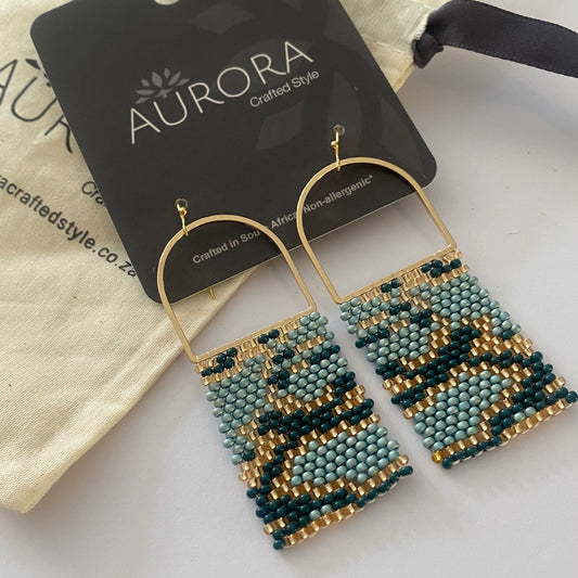 Aurora Crafted Style-Soft Sage & Teal Python Horseshoe-Earrings-Aurora Crafted Jewellery-