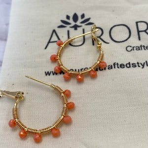 Aurora Crafted Style-Retro Hoop in Coral (Gold)-Earrings-Aurora Crafted Jewellery-