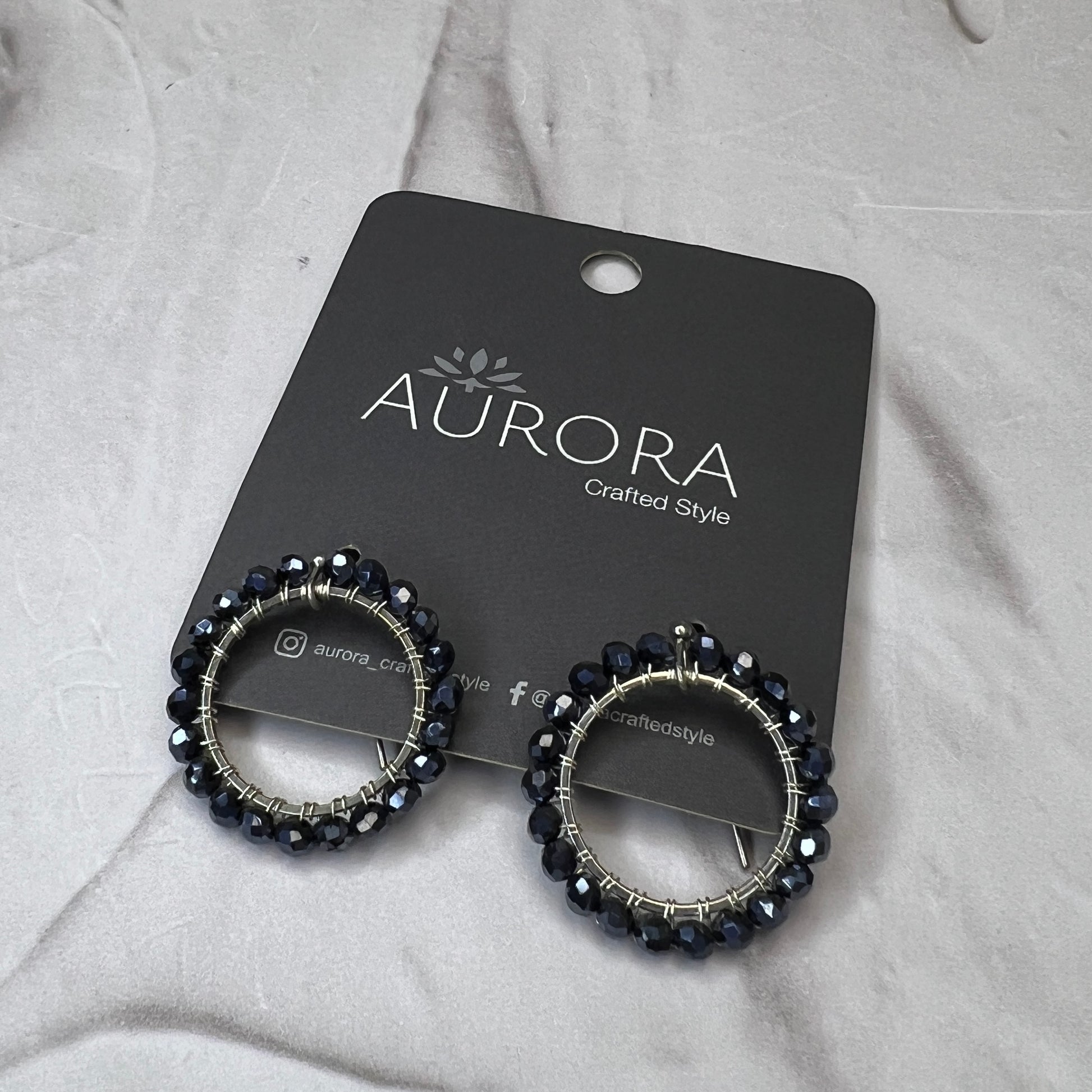 Aurora Crafted Style-Aurora Huggies in Navy Shimmer (Silver)-Earrings-Aurora Crafted Jewellery-