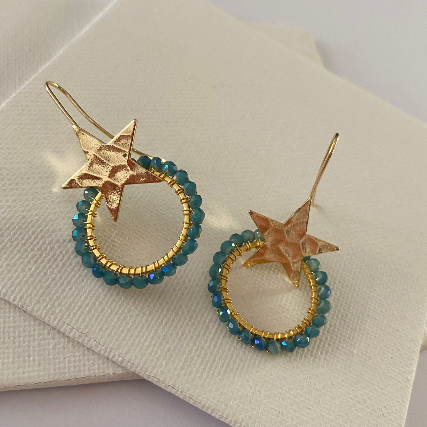 Aurora Crafted Style-Star Huggies in Horizon Blue (Gold)-Earrings-Aurora Crafted Jewellery-
