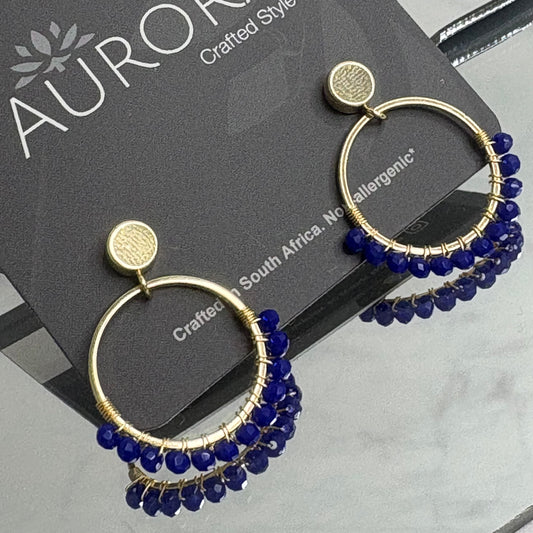 Aurora Crafted Style-Semicircles in Cobalt (Gold)-Earrings-Aurora Crafted Jewellery-