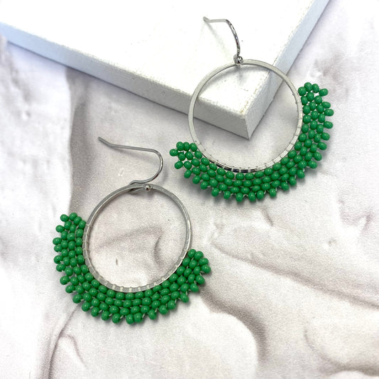 Aurora Crafted Style-Go-to Gal in Apple Green (Silver)-Earrings-Aurora Crafted Jewellery-