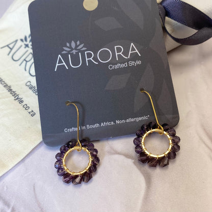 Aurora Crafted Style-Pretty Pop in Aubergine Purple (Gold)-Earrings-Aurora Crafted Jewellery-