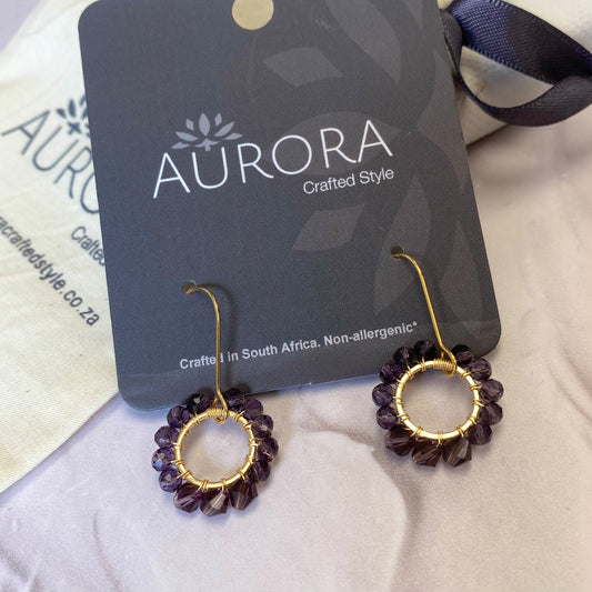 Aurora Crafted Style-Pretty Pop in Aubergine Purple (Gold)-Earrings-Aurora Crafted Jewellery-