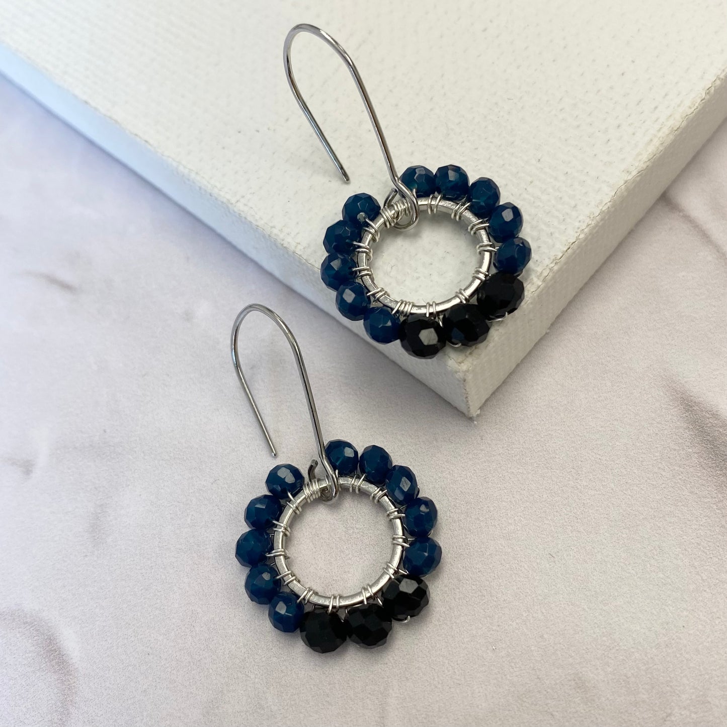 Aurora Crafted Style-Pretty Pop in Black & Navy (Silver)-Earrings-Aurora Crafted Jewellery-