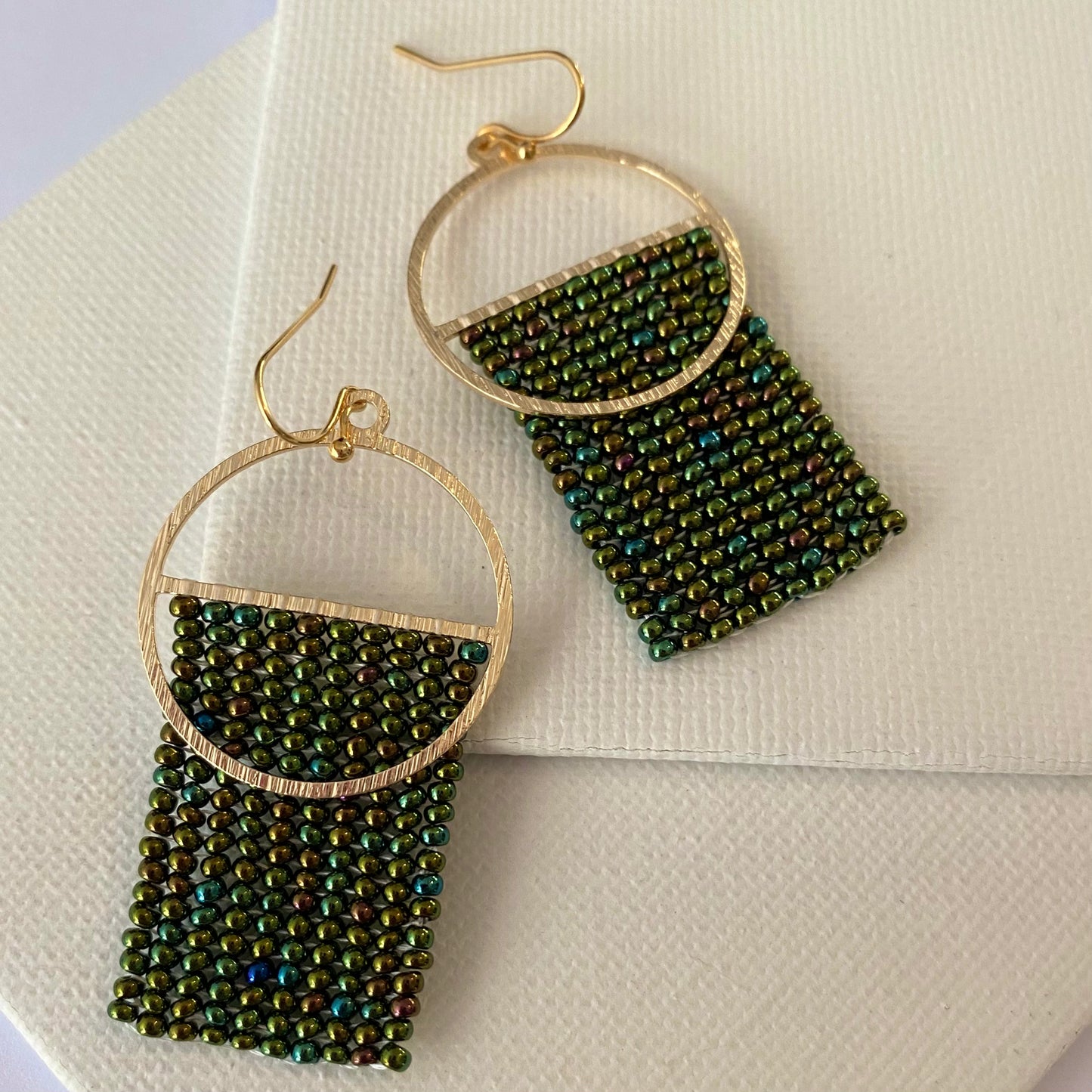 Aurora Crafted Style-Olive Shimmer Split Orb (Gold)-Earrings-Aurora Crafted Jewellery-