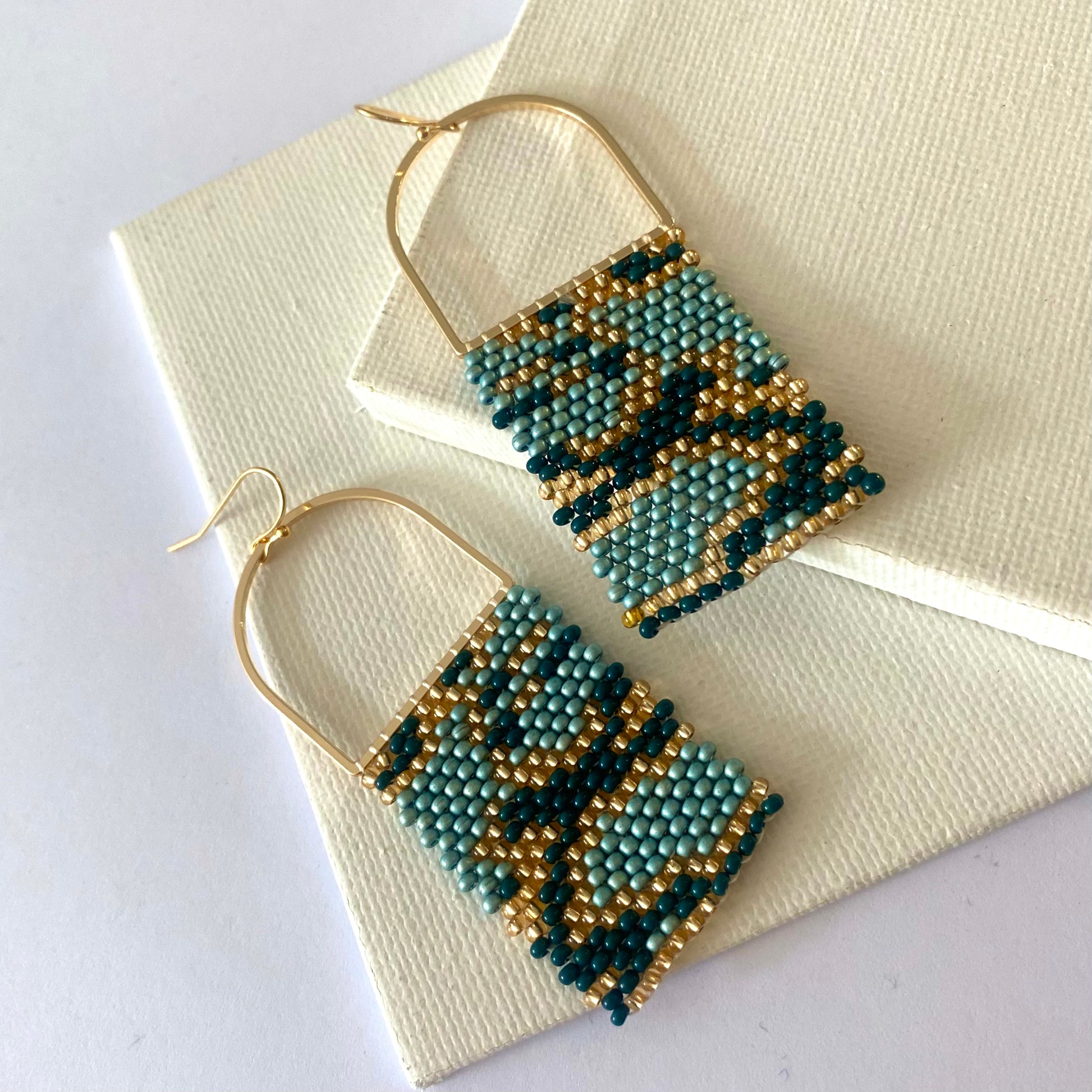 Aurora Crafted Style-Soft Sage & Teal Python Horseshoe-Earrings-Aurora Crafted Jewellery-