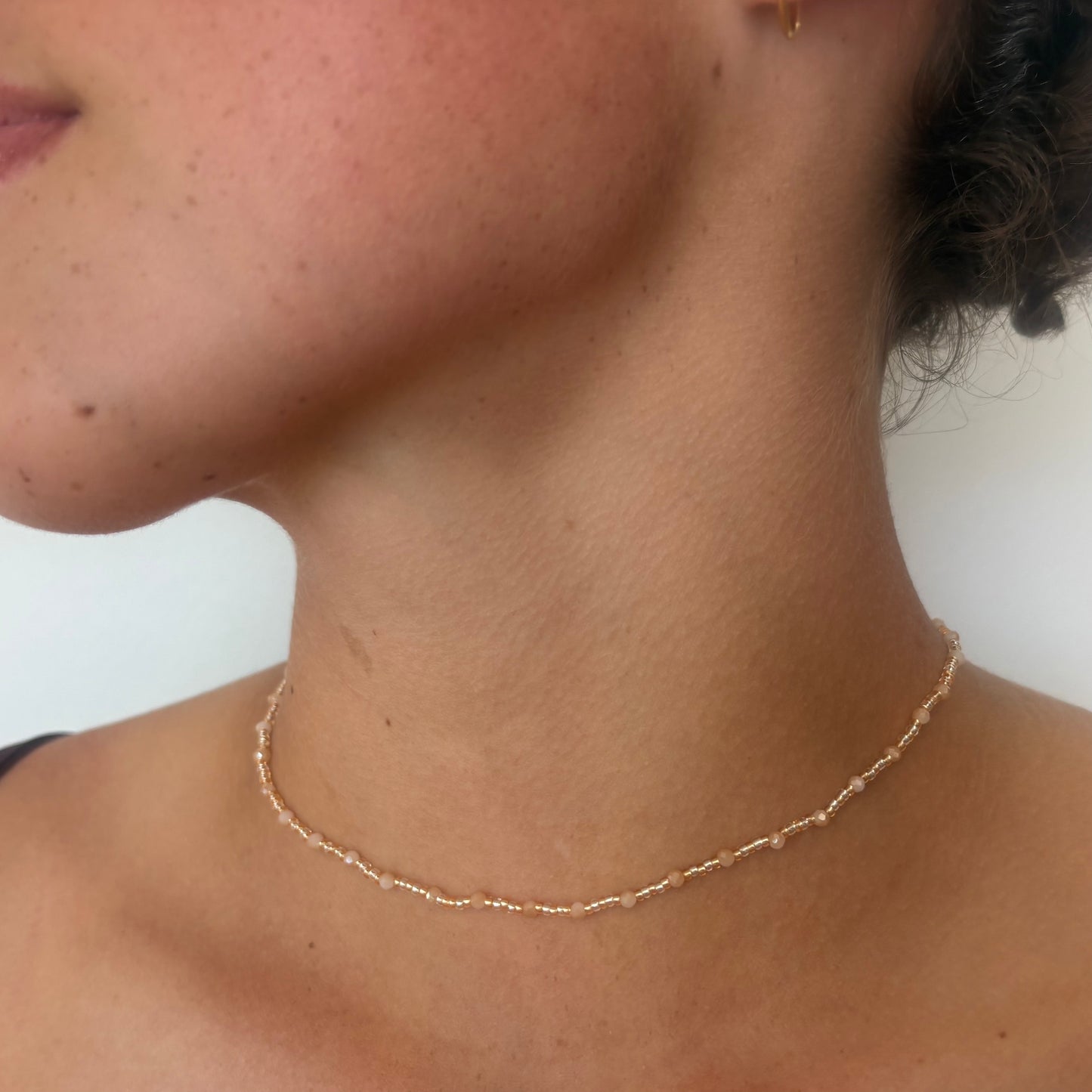 Aurora Crafted Style-Beaded Stack Necklace in Crispy Cream (Gold)-NECKLACES-Aurora Crafted Jewellery-