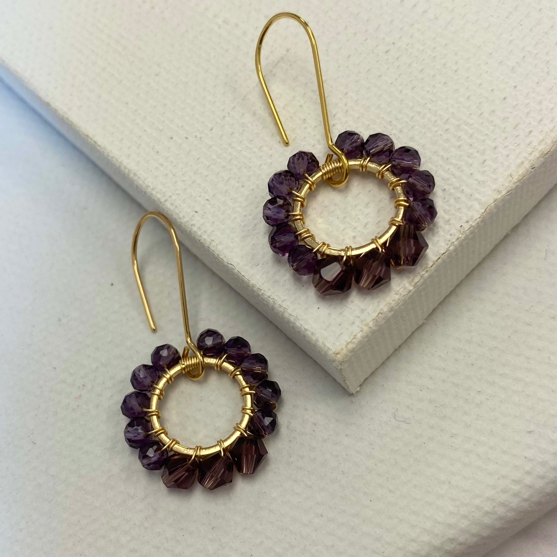 Aurora Crafted Style-Pretty Pop in Aubergine Purple (Gold)-Earrings-Aurora Crafted Jewellery-