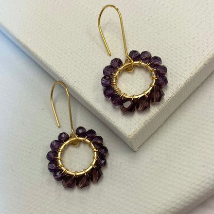 Aurora Crafted Style-Pretty Pop in Aubergine Purple (Gold)-Earrings-Aurora Crafted Jewellery-