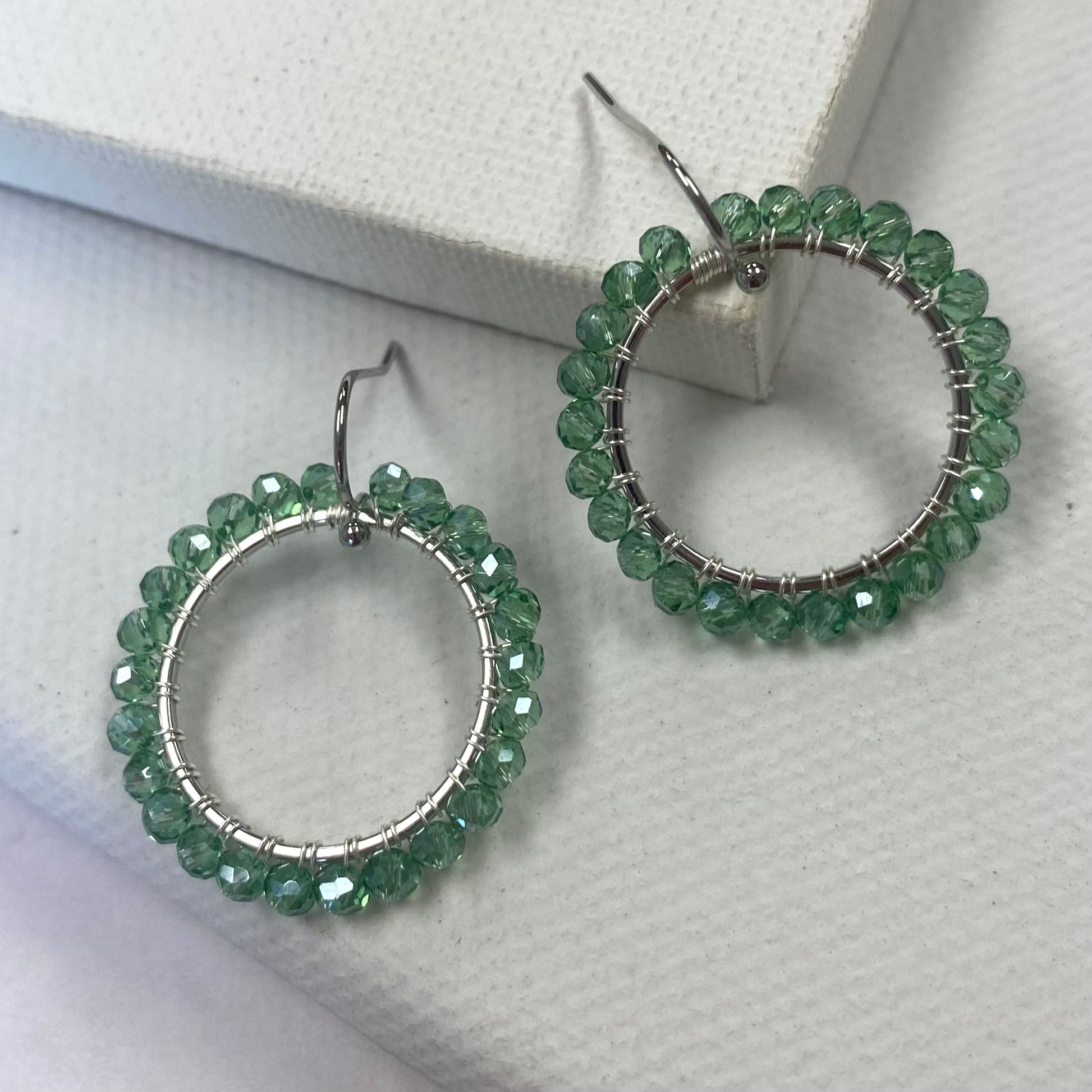Aurora Crafted Style-Aurora Huggies in Sage (Silver)-Earrings-Aurora Crafted Jewellery-