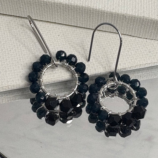 Aurora Crafted Style-Pretty Pop in Midnight Navy & Onyx (silver)-Earrings-Aurora Crafted Jewellery-