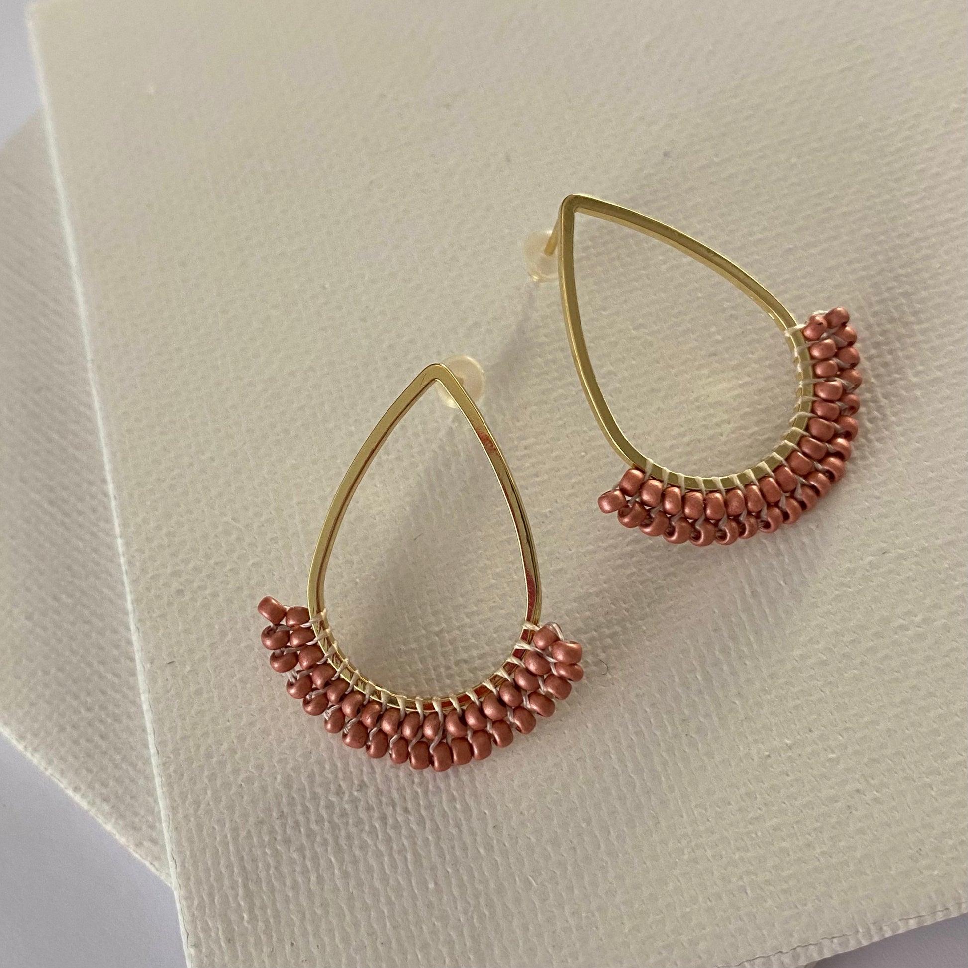 Aurora Crafted Style-Dipped Teardrop Stud in Winter Pink (Gold)-Earrings-Aurora Crafted Jewellery-