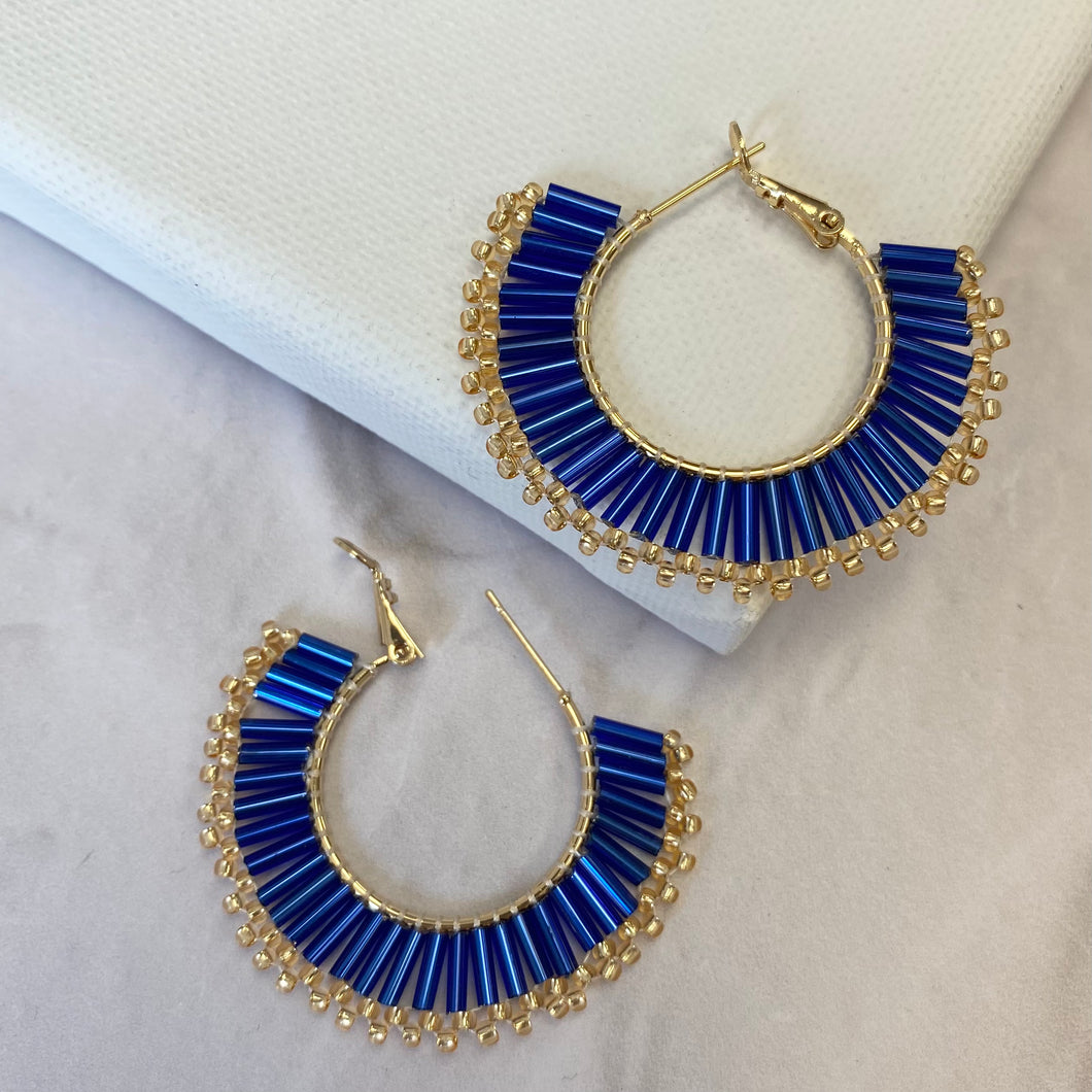 Flare Hoops in Vibrant Blue (Gold)