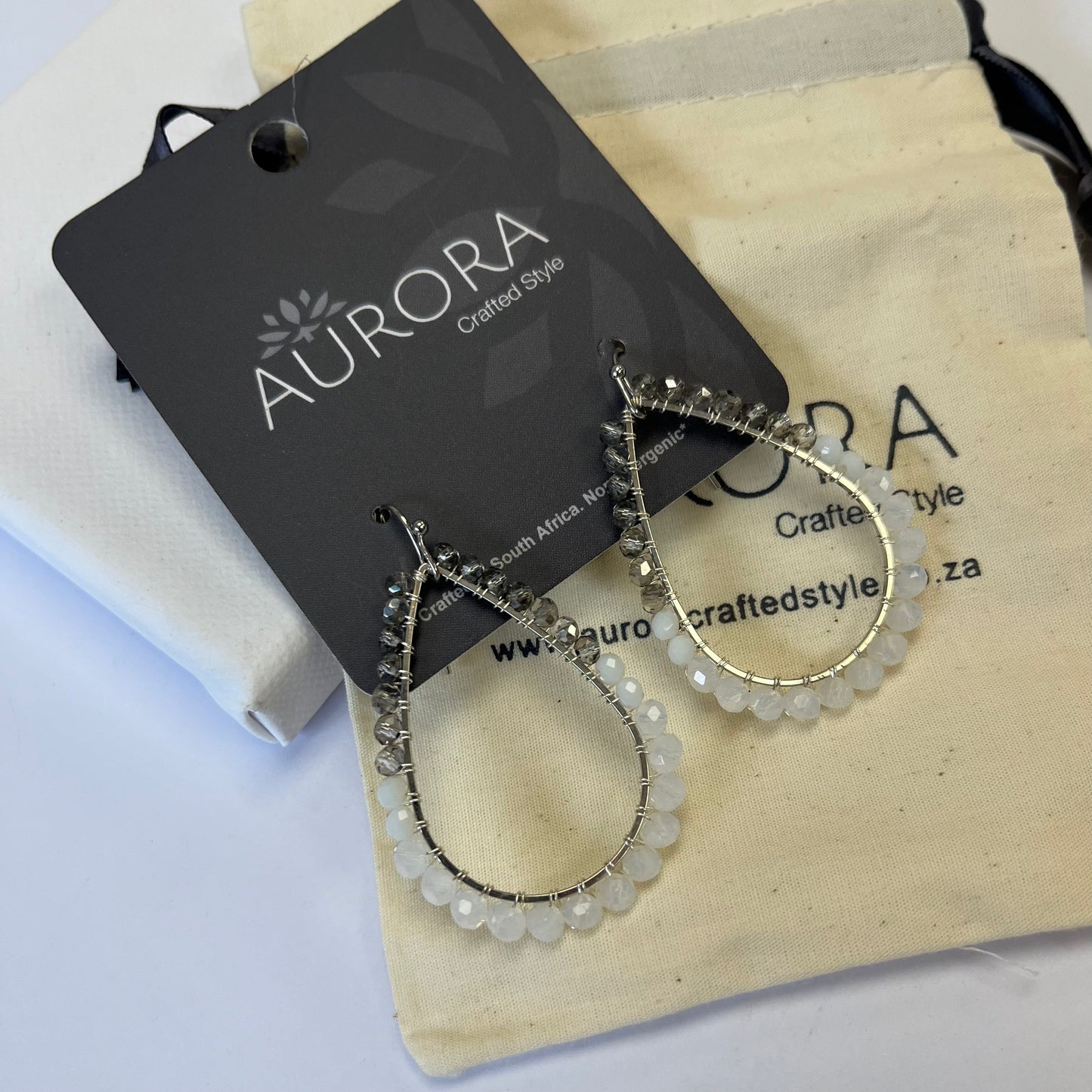 Aurora Crafted Style-Snow White Teardrop (Silver)-Earrings-Aurora Crafted Jewellery-