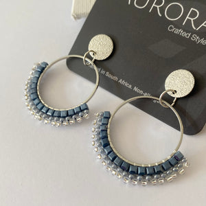 Half Mosaic Stud in Washed Denim (Silver)