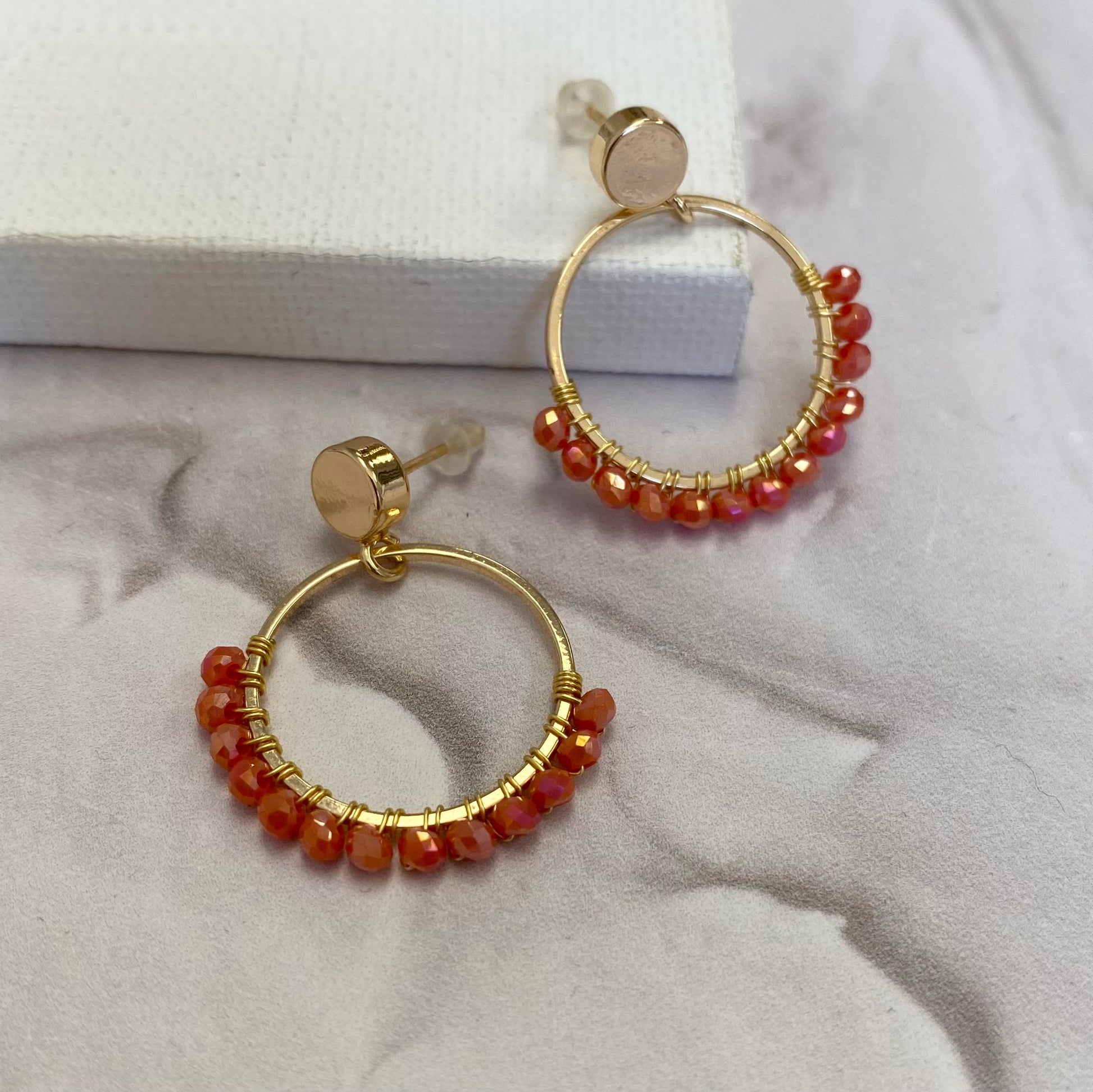 Aurora Crafted Style-Semicircles in Coral (Gold)-Earrings-Aurora Crafted Jewellery-