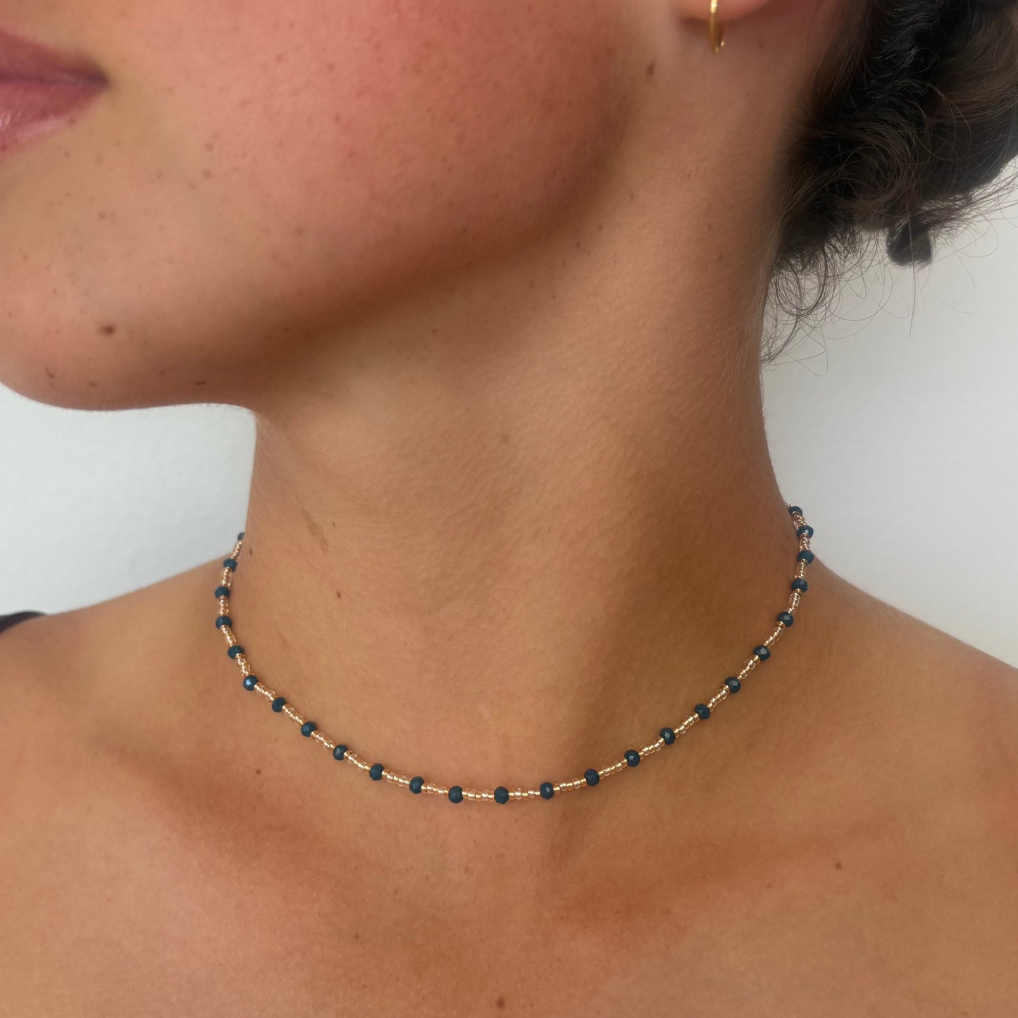 Aurora Crafted Style-Beaded Stack Necklace in Indigo (Gold)-NECKLACES-Aurora Crafted Jewellery-