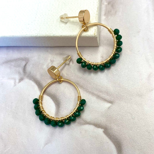 Aurora Crafted Style-Semicircles in Emerald (Gold)-Earrings-Aurora Crafted Jewellery-