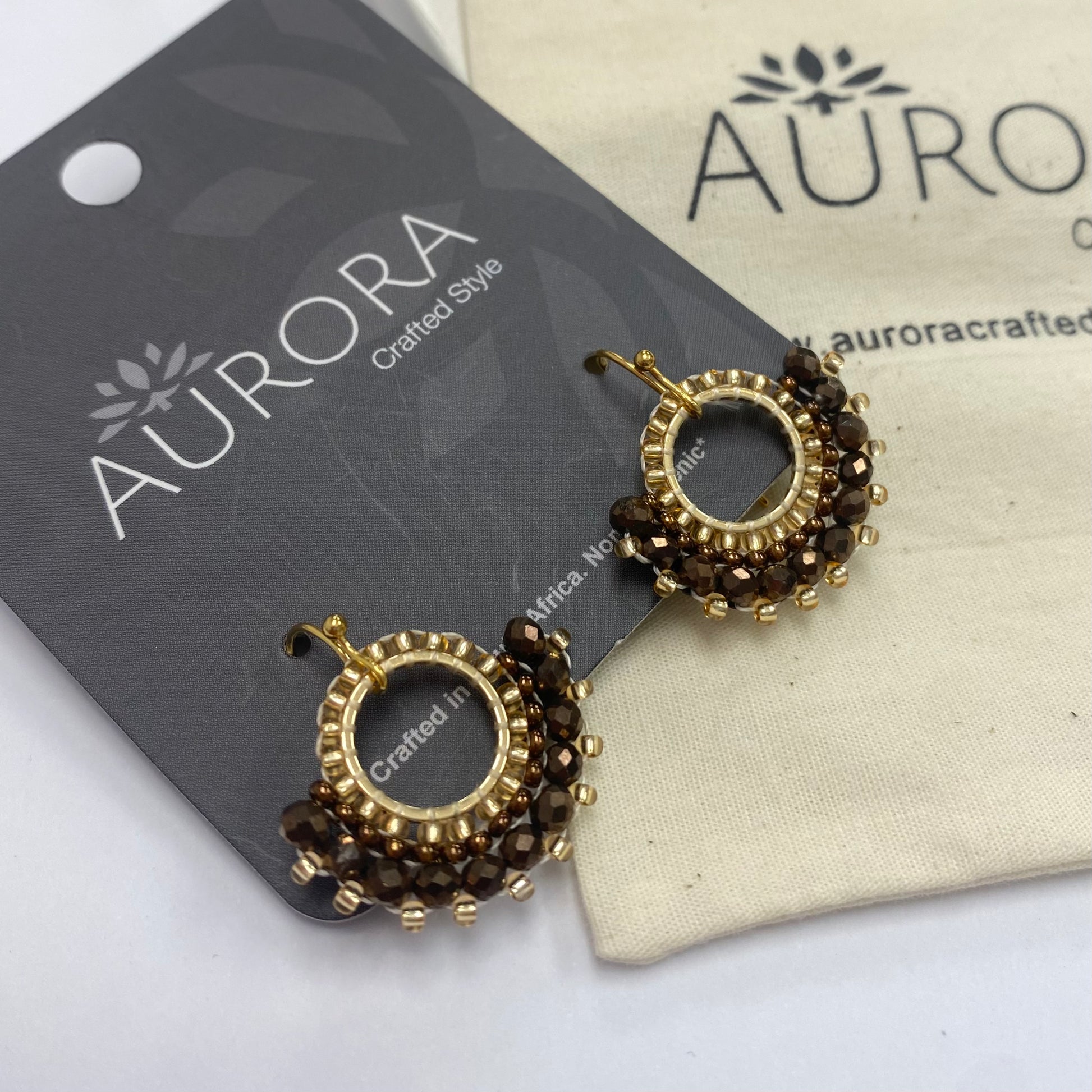 Aurora Crafted Style-Mini Mosaic Drop Soft Brown (Gold)-Earrings-Aurora Crafted Jewellery-