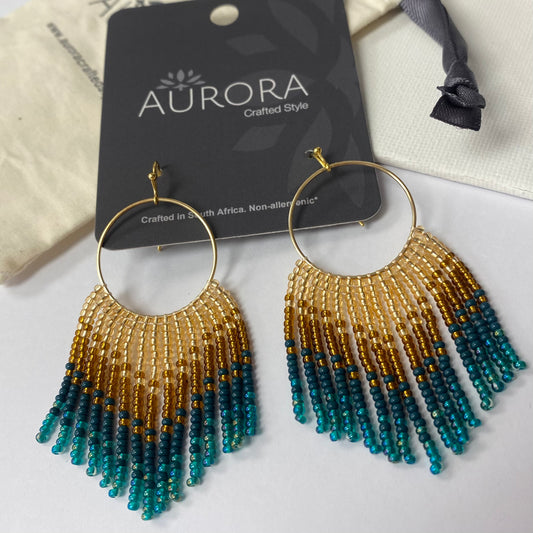 Aurora Crafted Style-Festival Flair in Teal Gold (Gold)-Earrings-Aurora Crafted Jewellery-