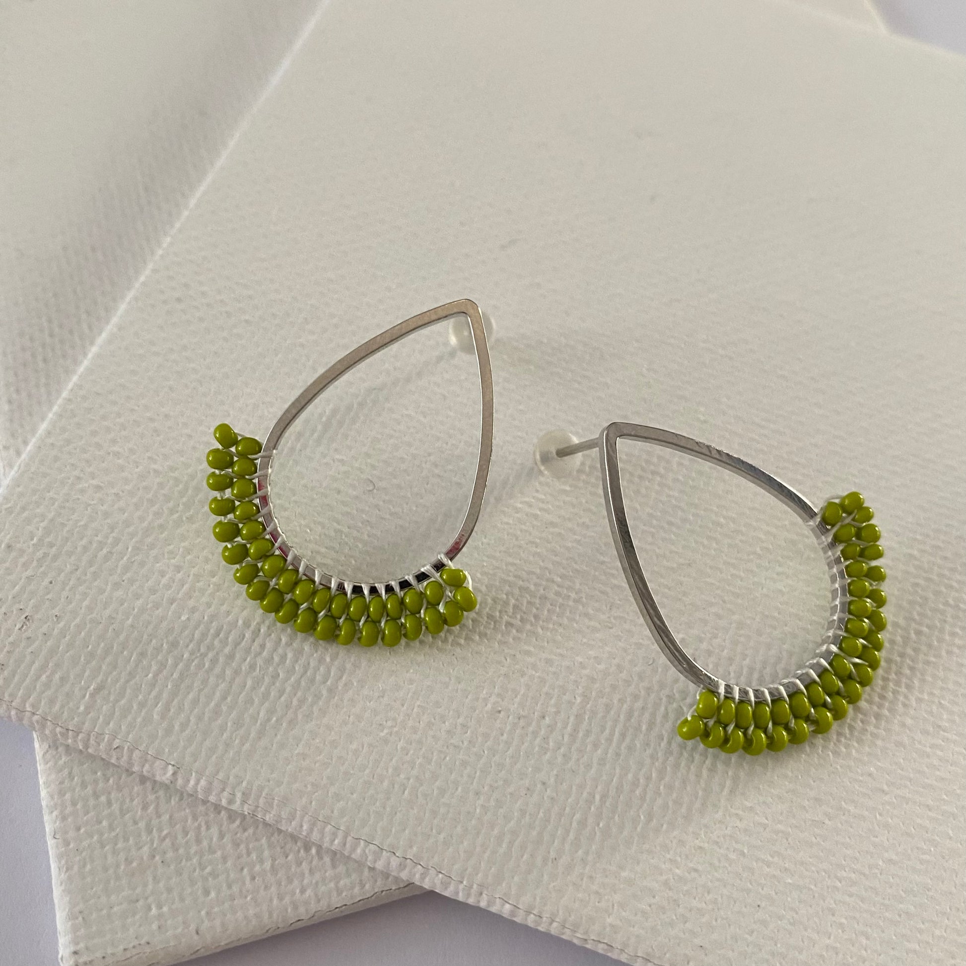 Aurora Crafted Style-Dipped Teardrop Stud in Lovely Lime (Silver)-Earrings-Aurora Crafted Jewellery-