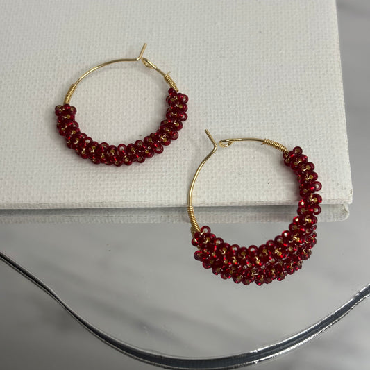 Aurora Crafted Style-Wrapped Hoop Burgundy (Gold)-Aurora Crafted Style-