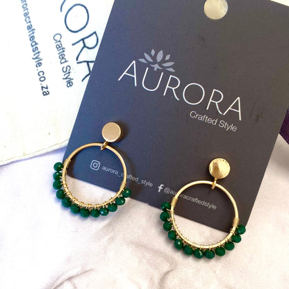 Aurora Crafted Style-Semicircles in Emerald (Gold)-Earrings-Aurora Crafted Jewellery-