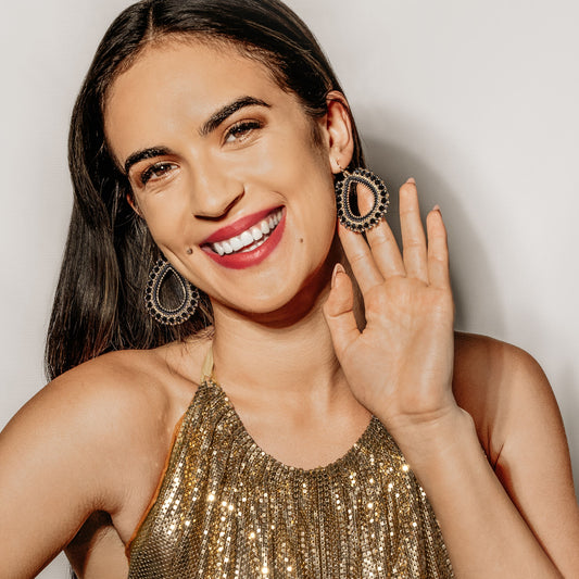 Aurora Crafted Style-Full Frida in Onyx (gold)-Earrings-Aurora Crafted Jewellery-