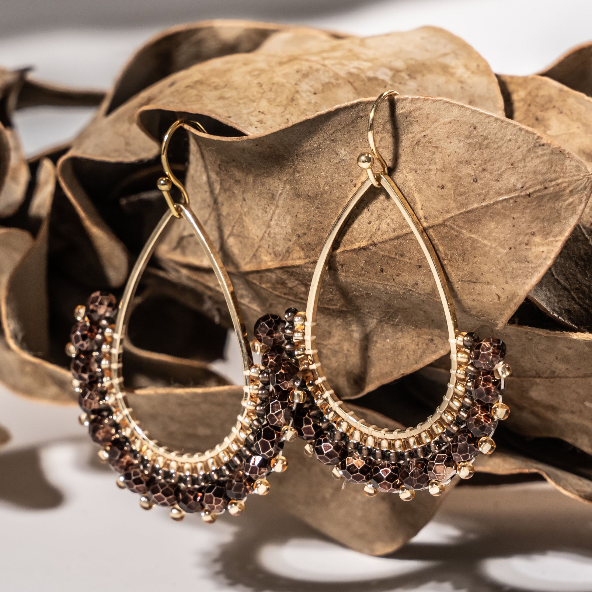 Aurora Crafted Style-Half Frida in Chocolate (Gold)-Earrings-Aurora Crafted Jewellery-