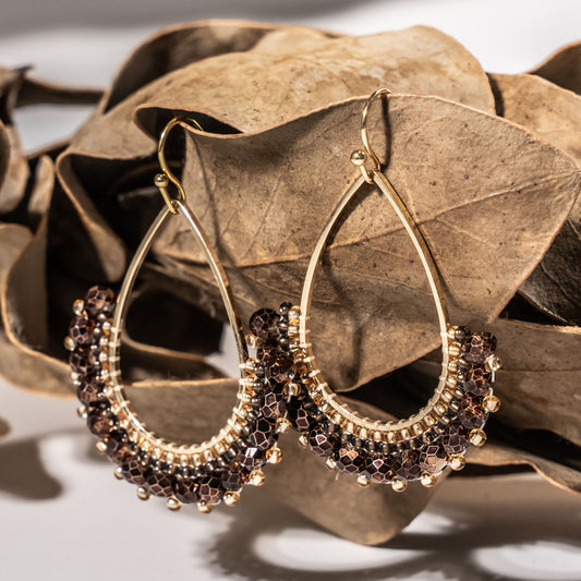 Aurora Crafted Style-Half Frida in Chocolate (Gold)-Earrings-Aurora Crafted Jewellery-