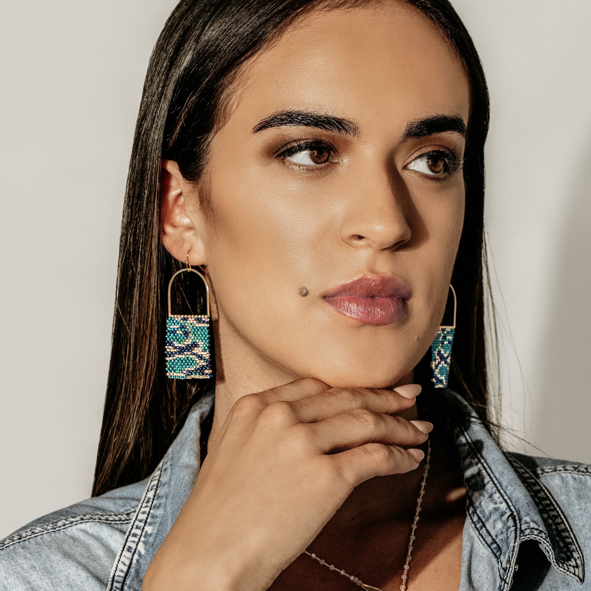 Aurora Crafted Style-Turquoise Python Horseshoe (Gold)-Earrings-Aurora Crafted Jewellery-