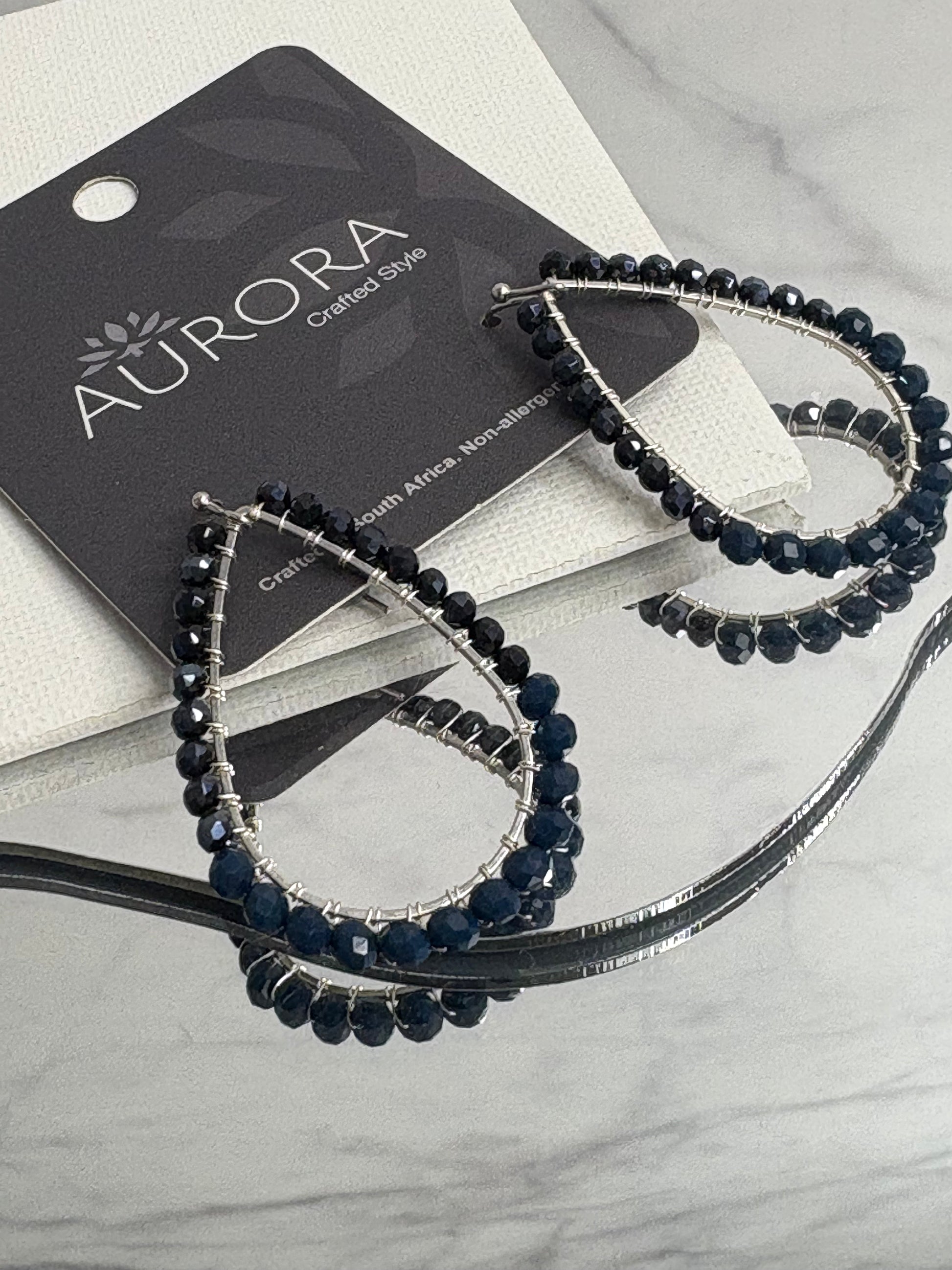 Aurora Crafted Style-Deep Navy Teardrop (Silver)-Earrings-Aurora Crafted Jewellery-