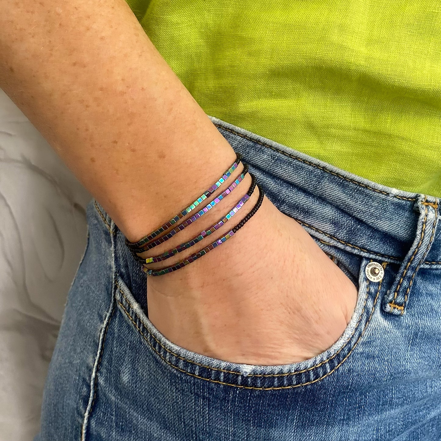 Aurora Crafted Style-Disco Bracelet in Rainbow and Black-BRACELETS-Aurora Crafted Jewellery-