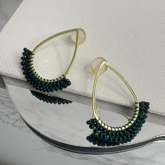 Aurora Crafted Style-Dipped Teardrop Stud in Midnight Teal (gold)-Earrings-Aurora Crafted Jewellery-