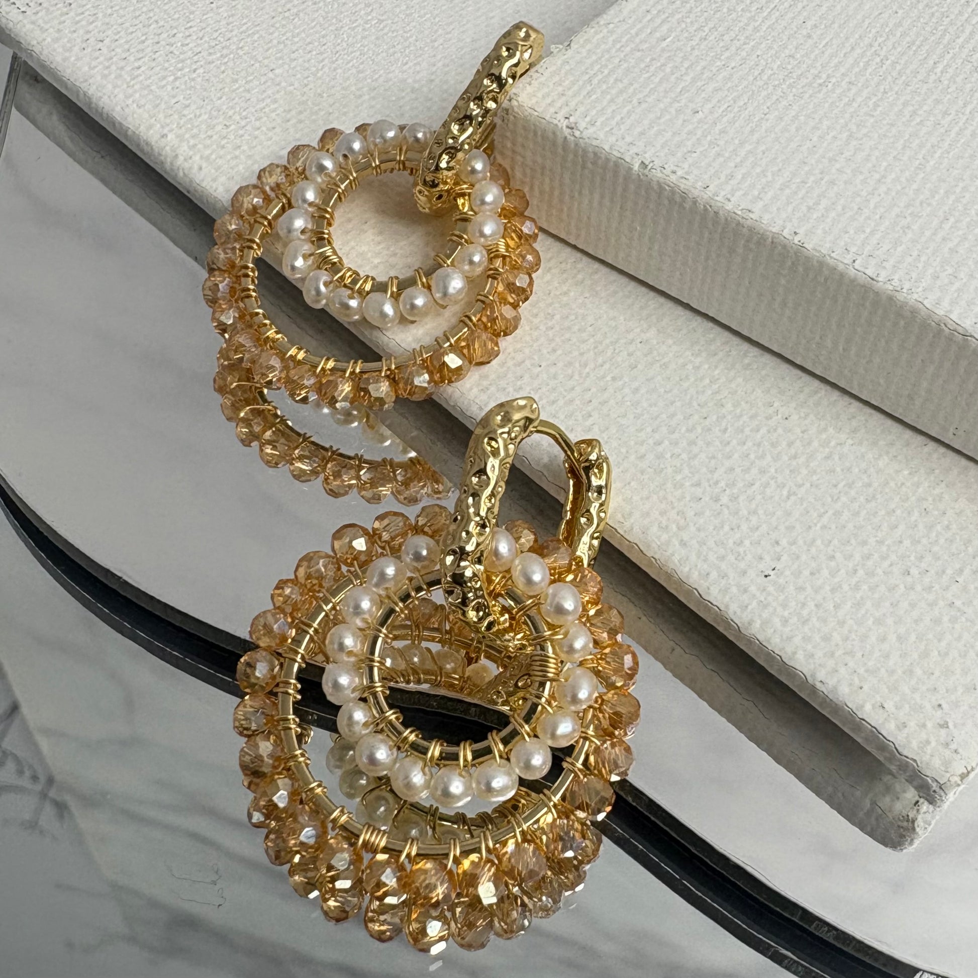 Aurora Crafted Style-4-You Princess Drop Pearly Gold Glamour (gold)-Earrings-Aurora Crafted Jewellery-